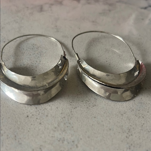 Silver Hoop Earrings - Picture 2 of 3